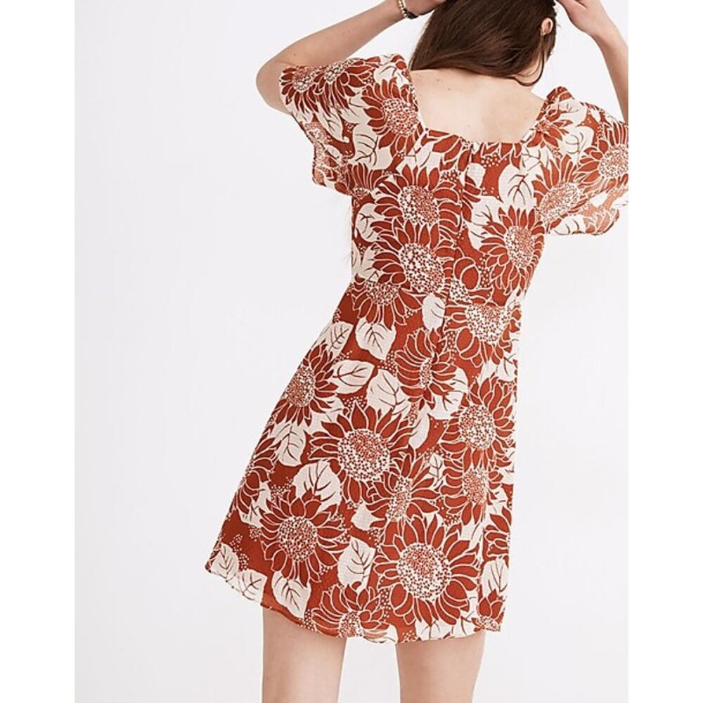 Madewell‎ Womens Silk Tie Front Mini Dress Sunflower Season Multicolor Size 0 - Picture 4 of 9